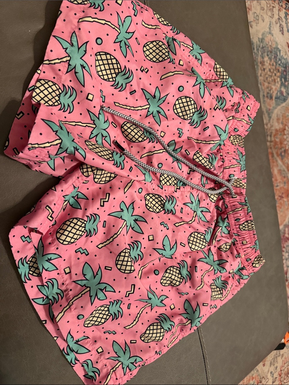 Mango Pink Pineapple Print Drawstring Shorts Men’s